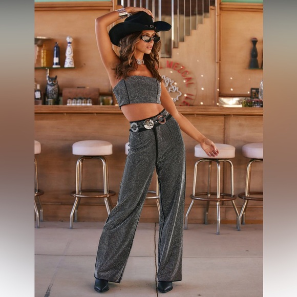 NWT 12th Tribe Ace Black Rhinestone pants - Picture 2 of 5